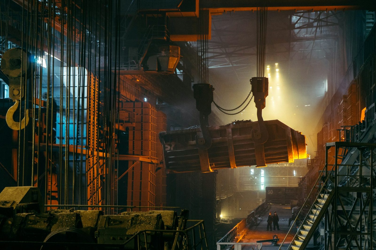 Heavy lifting inside the fabrication bay